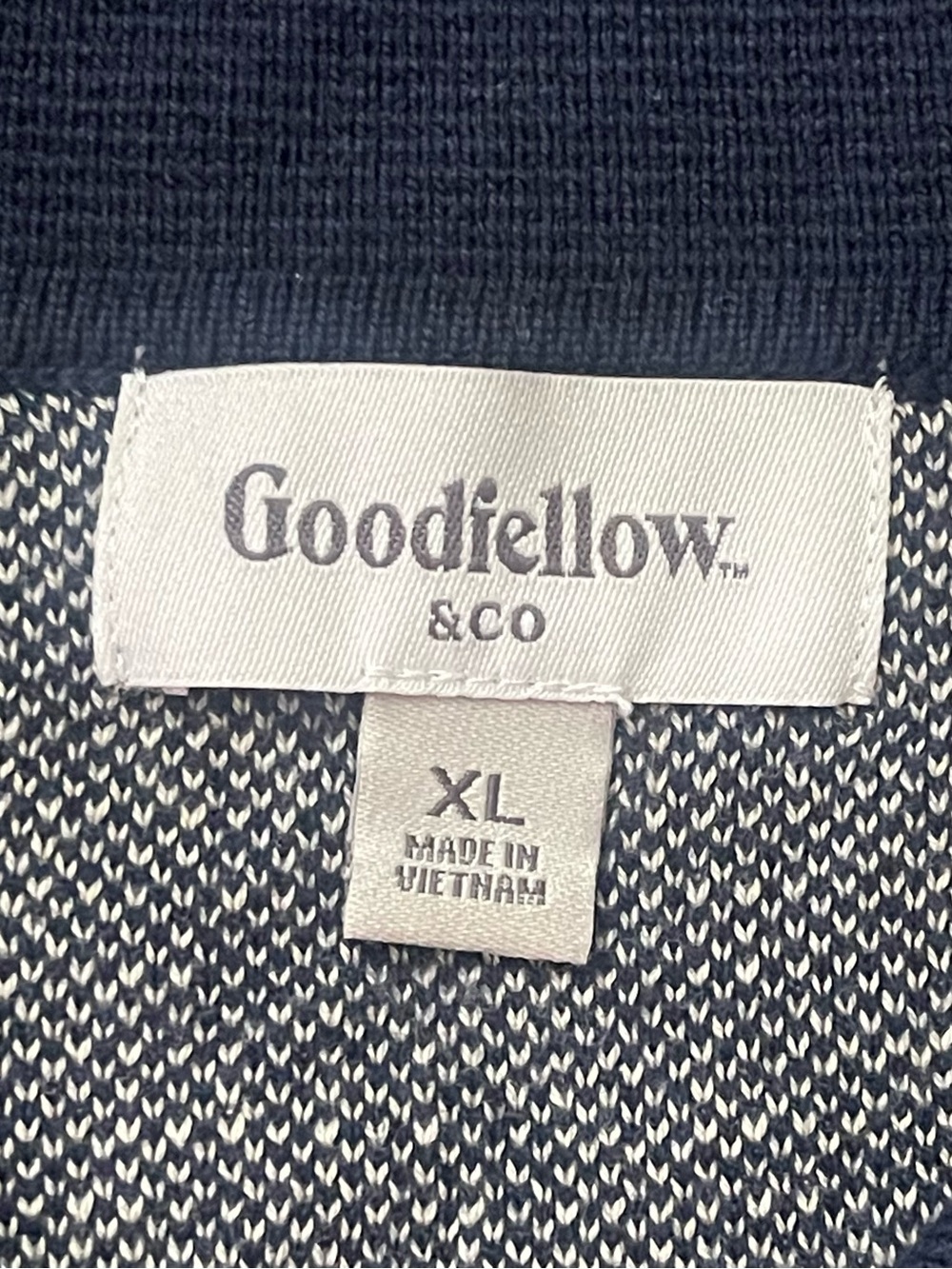 Goodfellow & Co Navy and White Short-Sleeve Button-Front Knit Polo - Picture 6 of 8